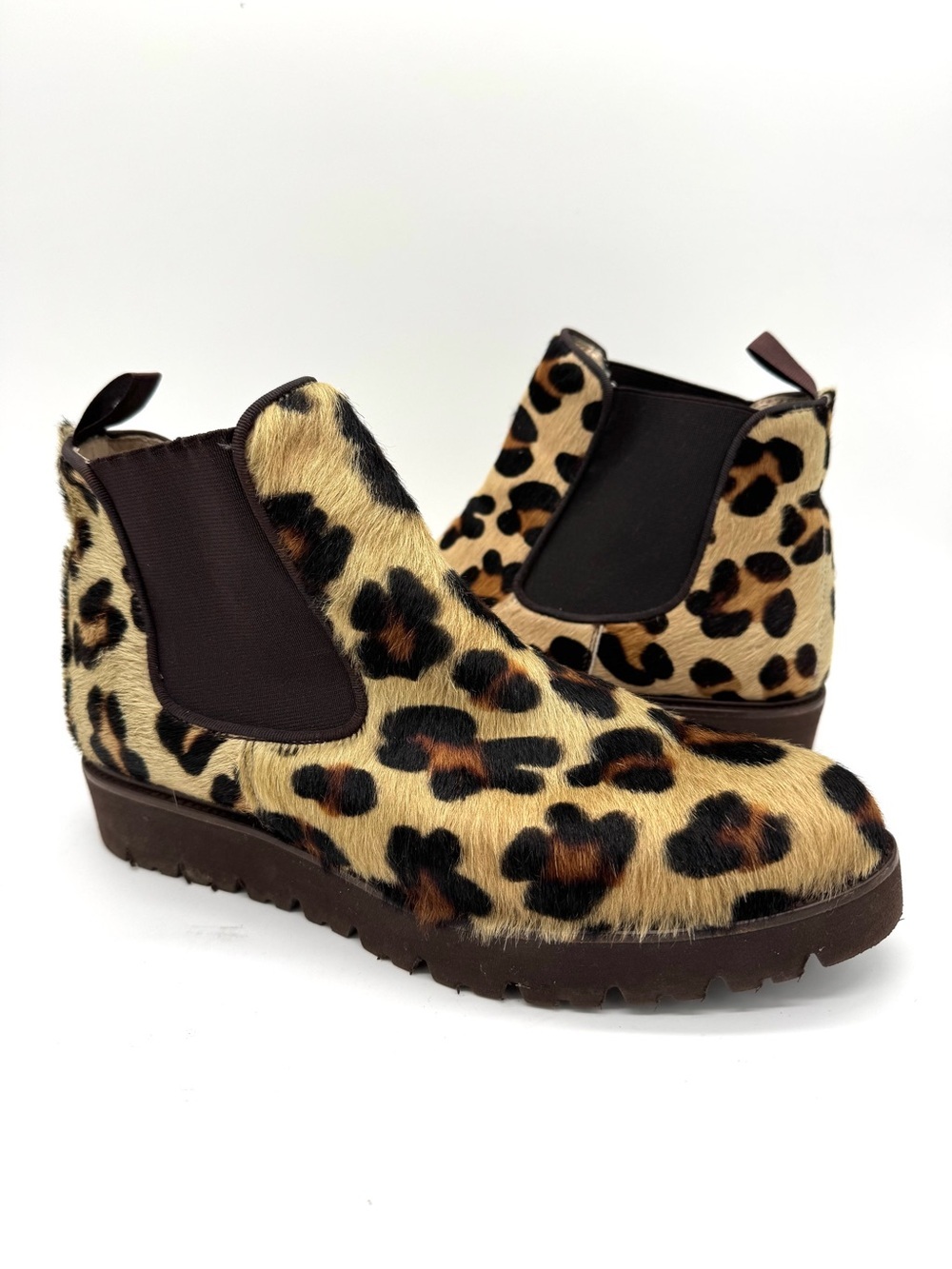 Ann Mashburn Leopard calf hair Chelsea Boots